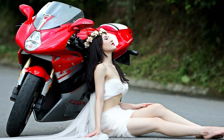 Beautiful girls and motorcycles in Makasar