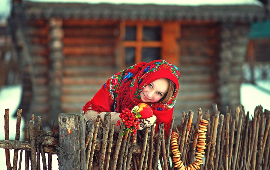 Sexy girl Women in Slavic costumes in Makasar