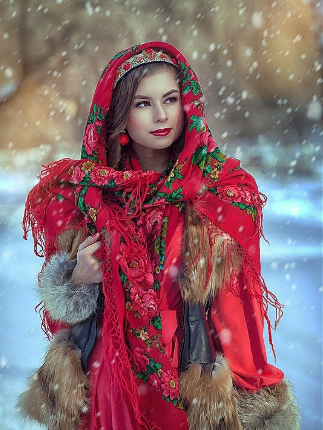 Beautiful girl Women in Slavic costumes in Makasar